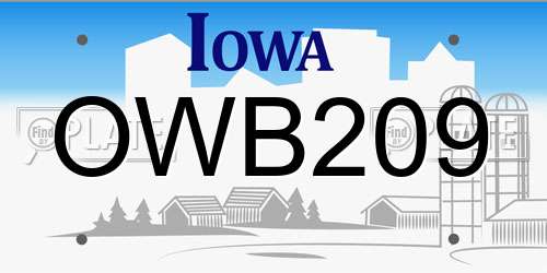 OWB209 Iowa License Plate
