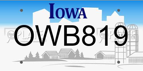 OWB819 Iowa License Plate