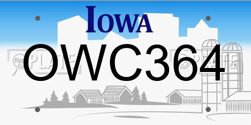 OWC364 Iowa License Plate