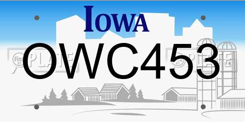 OWC453 Iowa License Plate