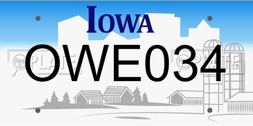 OWE034 Iowa License Plate