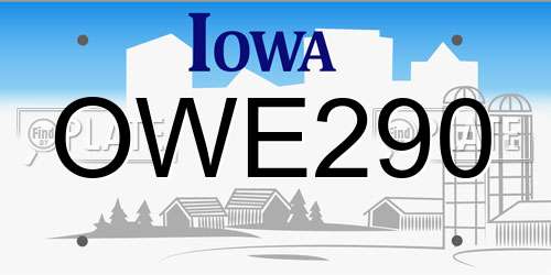 OWE290 Iowa License Plate