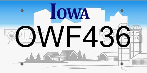 OWF436 Iowa License Plate