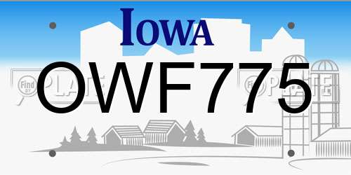 OWF775 license plate in IA state