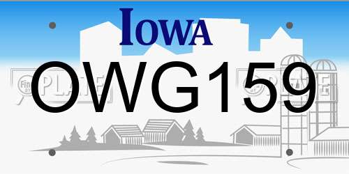 OWG159 Iowa License Plate