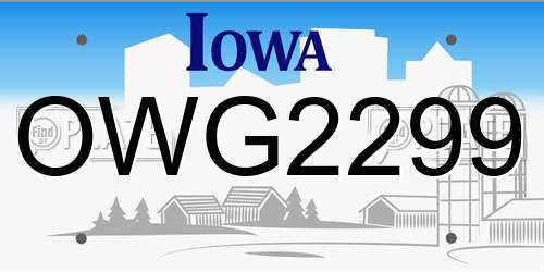 OWG2299 Iowa License Plate