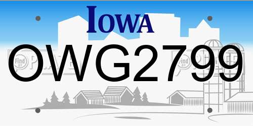 OWG2799 Iowa License Plate