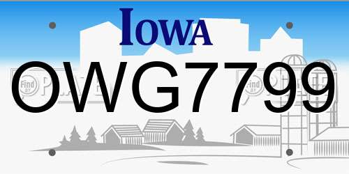 OWG7799 Iowa License Plate