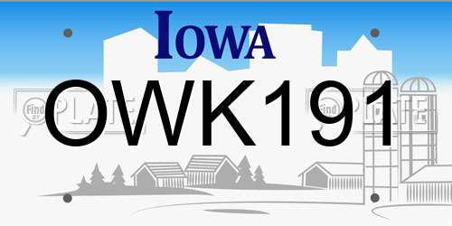 OWK191 Iowa License Plate
