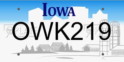 OWK219 Iowa License Plate