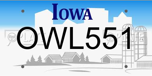 OWL551 Iowa License Plate