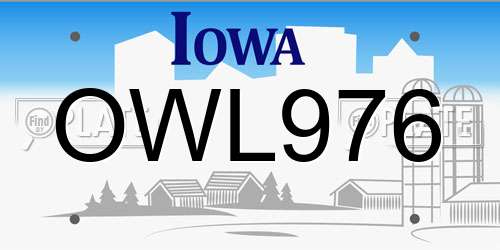 OWL976 Iowa License Plate