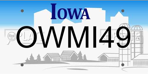 OWMI49 Iowa License Plate