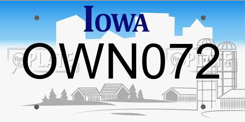 OWN072 Iowa License Plate
