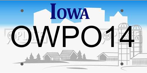 OWPO14 Iowa License Plate