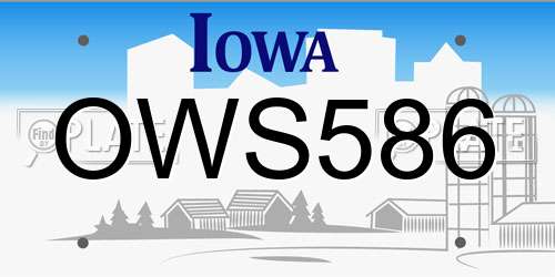 OWS586 Iowa License Plate