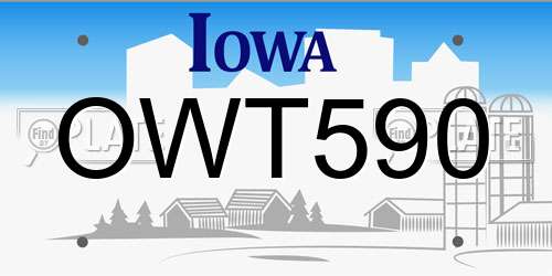 OWT590 Iowa License Plate