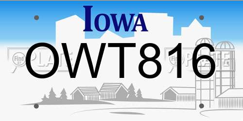 OWT816 Iowa License Plate