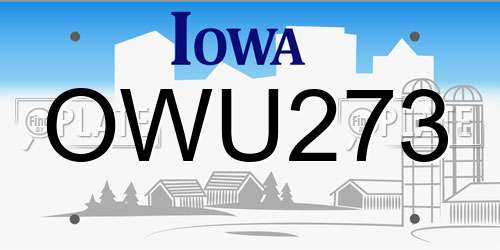 OWU273 Iowa License Plate