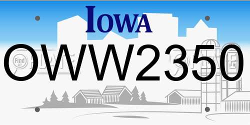 OWW2350 Iowa License Plate