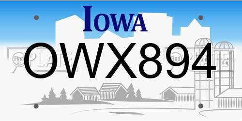 OWX894 Iowa License Plate
