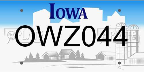 OWZ044 Iowa License Plate