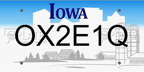 OX2E1Q Iowa License Plate