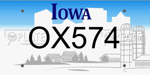 OX574 Iowa License Plate