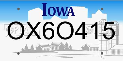 OX6O415 Iowa License Plate