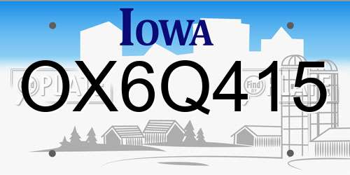 OX6Q415 Iowa License Plate