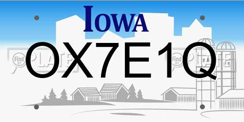 OX7E1Q Iowa License Plate