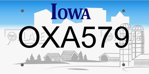 OXA579 Iowa License Plate