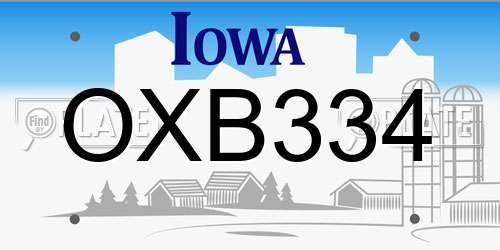 OXB334 Iowa License Plate
