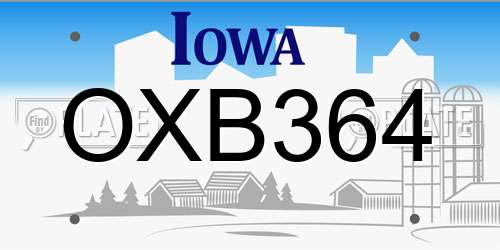OXB364 Iowa License Plate