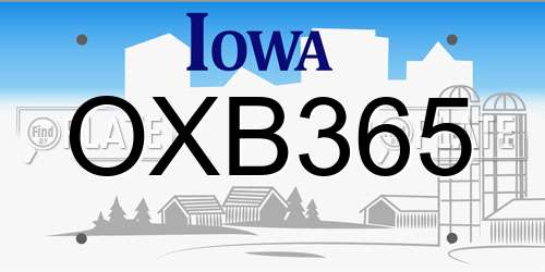 OXB365 Iowa License Plate
