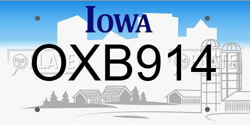 OXB914 Iowa License Plate