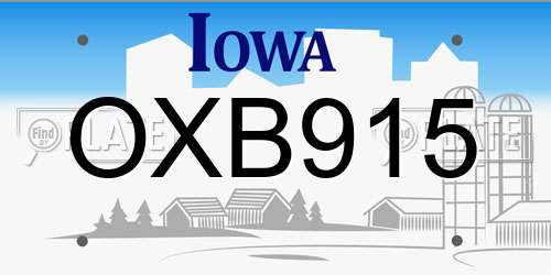 OXB915 Iowa License Plate