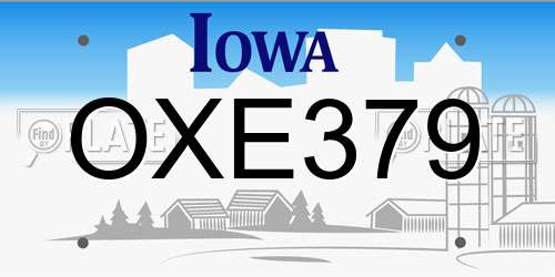 OXE379 Iowa License Plate