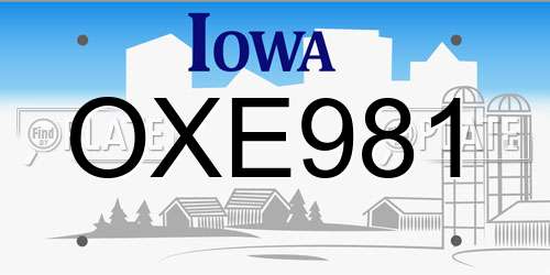 OXE981 Iowa License Plate