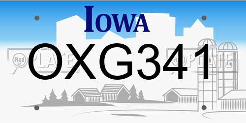 OXG341 Iowa License Plate