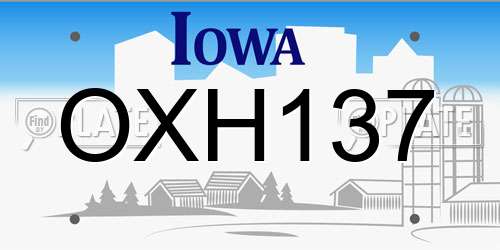 OXH137 Iowa License Plate