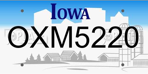 OXM5220 Iowa License Plate