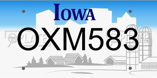OXM583 Iowa License Plate
