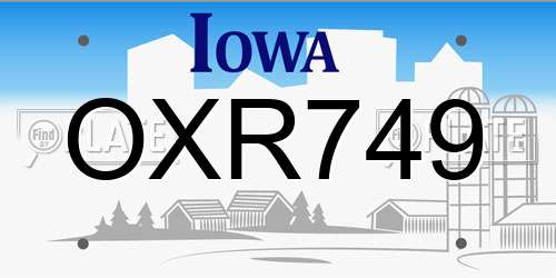 OXR749 Iowa License Plate