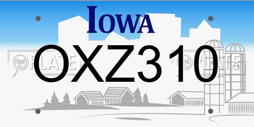 OXZ310 Iowa License Plate