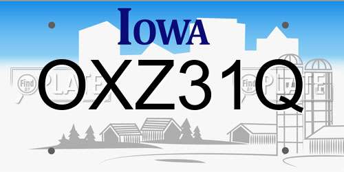 OXZ31Q Iowa License Plate