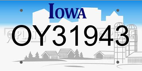 OY31943 Iowa License Plate