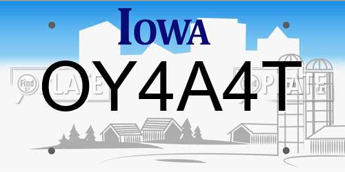 OY4A4T Iowa License Plate