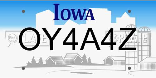 OY4A4Z Iowa License Plate