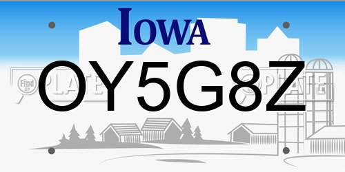 OY5G8Z Iowa License Plate